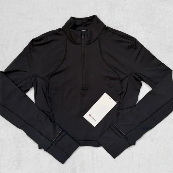 NWT Lululemon It’s Rulu™ Run Cropped Half Zip – Black – Size 8